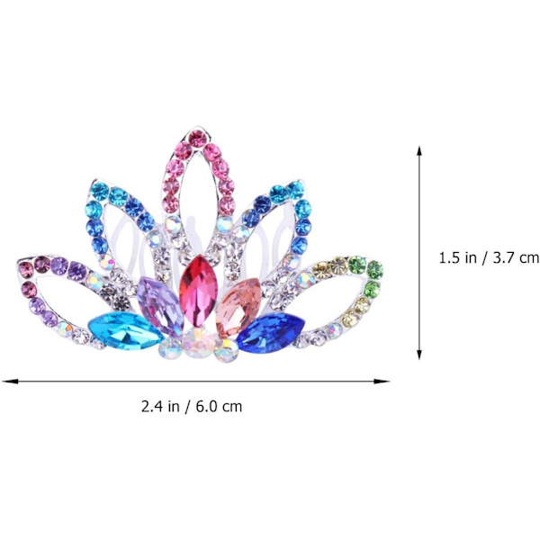 1 st mini kam prinsessa tiara strass hårklämmor för bröllopshår (färgglad) Colourful