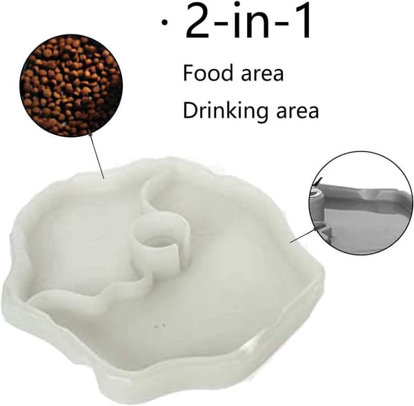 Skåle til krybdyr, skildpaddevandskål, 2-i-1 automatisk foderautomat, vådfoder i plastik (beige) Beige