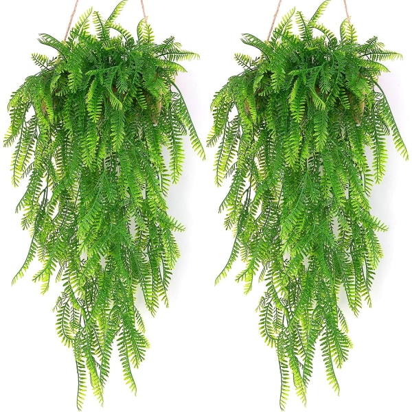 2 stycken 82 cm konstgjorda hängande växter falsk persisk rotting för vägg inomhus utomhus trädgård (grön)