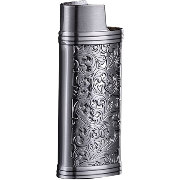 Mini zinklegering case Återanvändbart bärbart case med blommönster（grå） silver