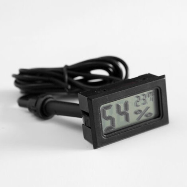 LCD Integrerad Digital Tuner Termometer Hygrometer med Extern Sond för Kläckeri Akvarium Fjäderfä Reptil Svart -
