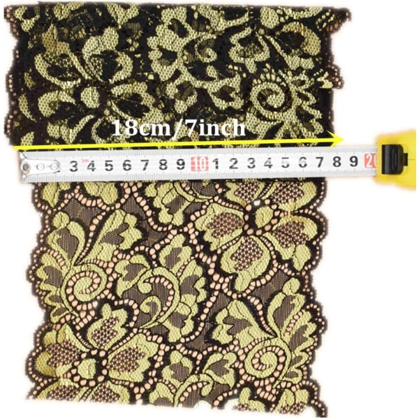10 yards mjukt blommigt stretchigt spetsband DIY-klädertillbehör (guld) Gold
