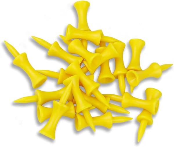 Golfbollspik i plast, 43 mm, 100 st (gul) Yellow