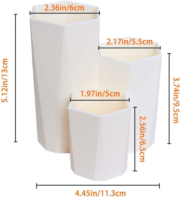 Sminkborste och borsthållare Hexagonal förvaringsställ för pennor (vit) White