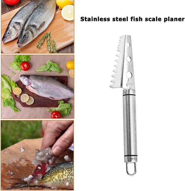Fiskeskjellfjerner, fiskeskjellbørste med rustfritt stålsagtann