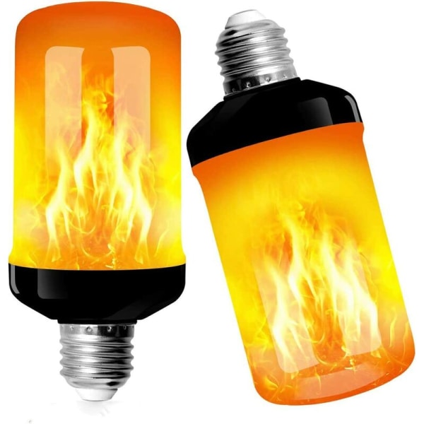 Kreativ LED-flamlampa med svart bakgrundssimuleringsflamljus (gult ljus E27 2st)，för vardagsrum, sovrum, badrum, etc.