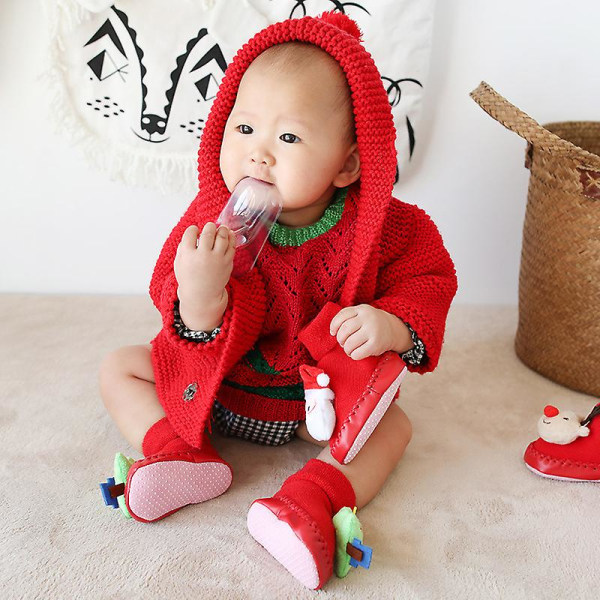 Jultomten barnskor strumpor Baby som andas halkfria (bruna, 13 cm) color 1