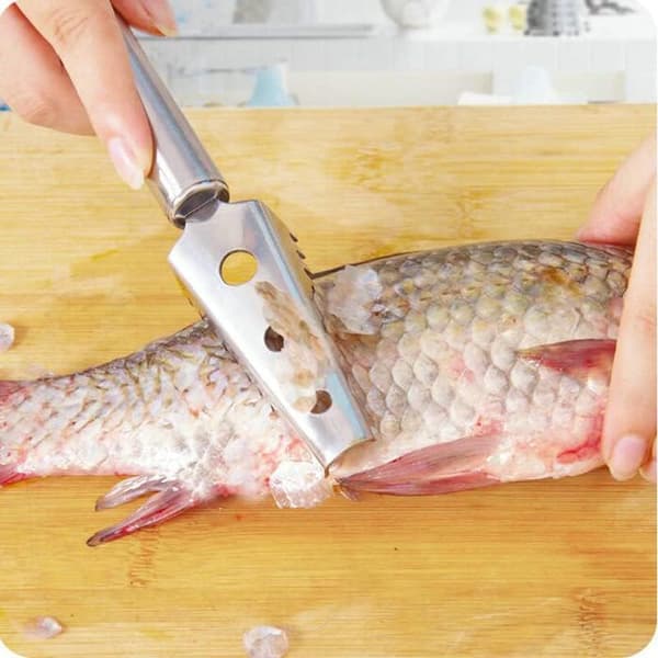 Fiskeskjellfjerner, fiskeskjellbørste med rustfritt stålsagtann