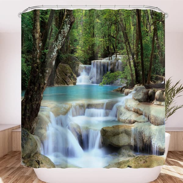 Vattenfall Vy Scenic Vatten Duschdraperi Polyestertyg (180x180cm)