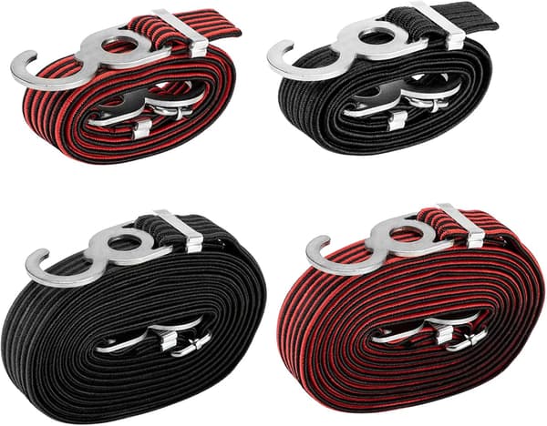 Cykkelstropper, surringsrem, bagagerem, bælte reb med krog, elastisk justerbar bagagerem (3 m) 3m