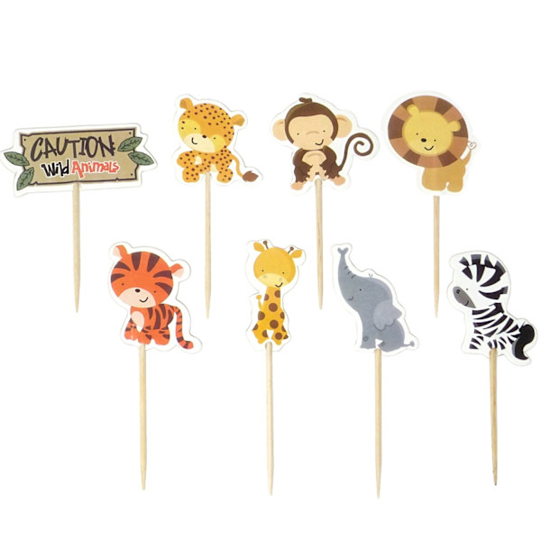 48 st dubbelsidiga djurtema-dessertmuffins cupcake-toppers