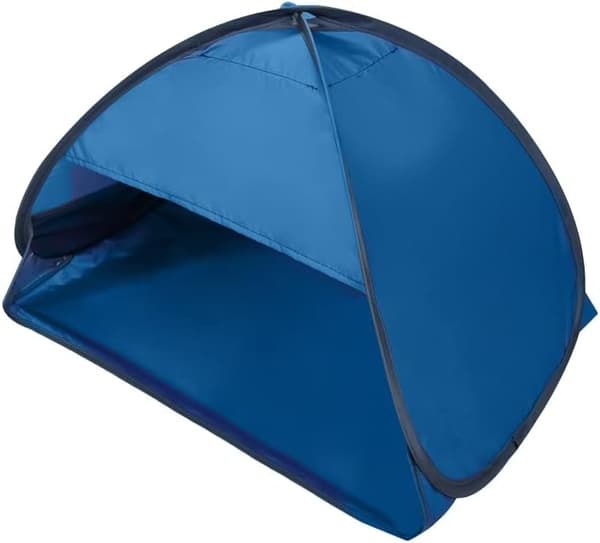 Mini strandly, popup hodestøttetelt, UV-beskyttelse, sol- og vindbeskyttelse, sammenleggbart (blå L) l