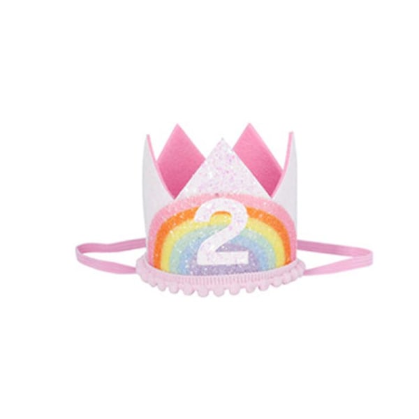Barns regnbågskrona födelsedag digital cap (A-sektion ，rosa) color 2