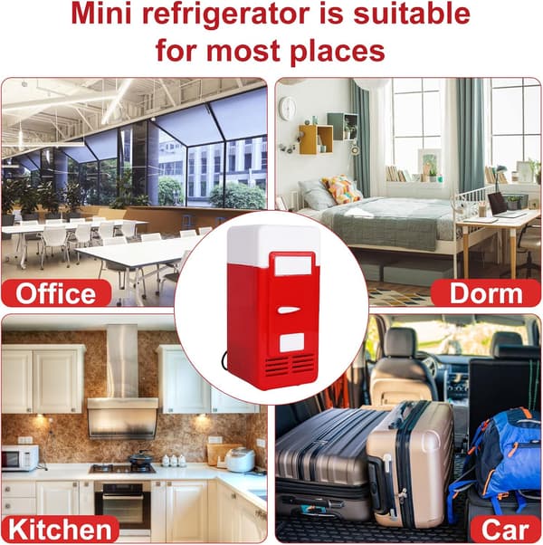 Discoball Mini USB LED PC Køleskab Drikkevare Dåser Køler Varmer (Rød) Red