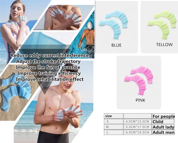 1 par silikon simhandskar finger groda typ simhud vattenträning små green s