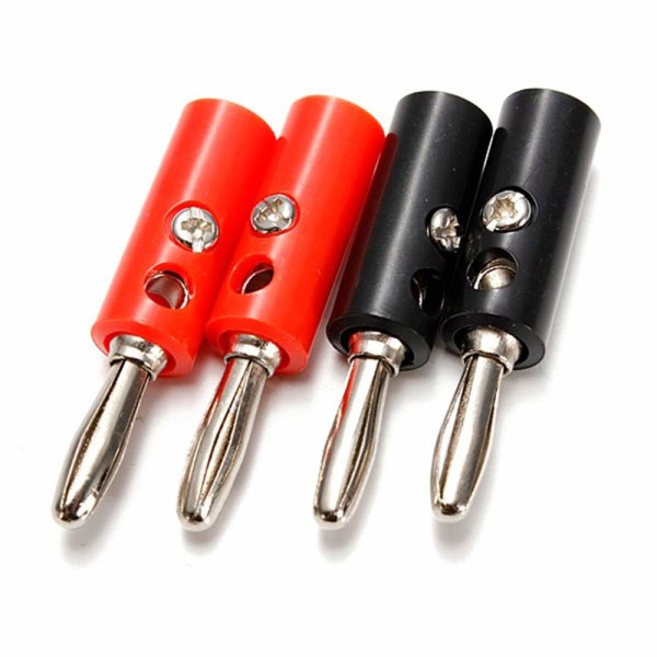 Paket med 2 Banankontakt Ljudhögtalarkabelkontakt Adapter Testkontakt Ljudtillbehör (röd/svart)