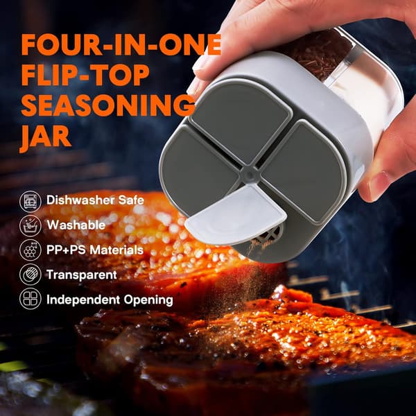 4-i-1 justerbar hull plast pepperbøsse dispenser (grå) 2 stk Grey
