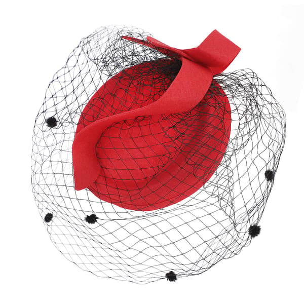 Mesh slørhatt klips Dame ball ansiktsdekke mesh topphatt hodeplagg (rød) Red