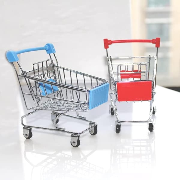 2 STK. Trolley Model Legetøj, Bordplade Mini Opbevaringsdekorationer (Blå, Rød)