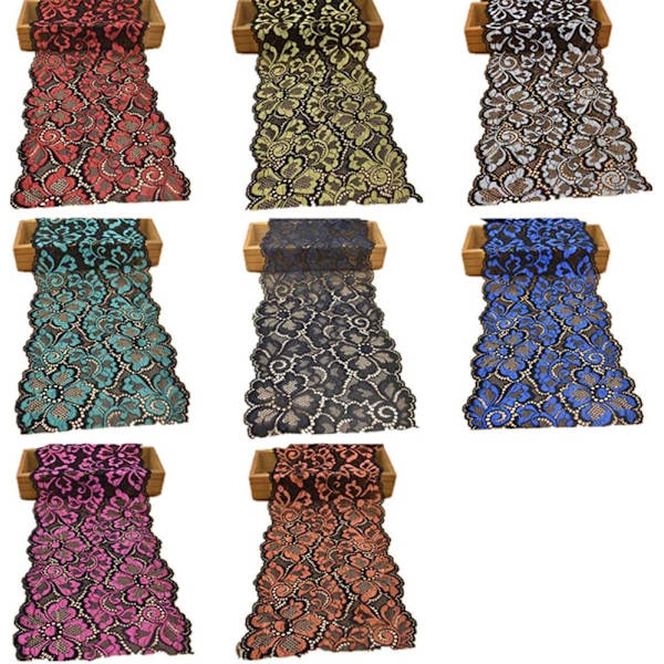 10 meter mjuk blommig stretch spetsband DIY klädtillbehör (mörkbrun) Dark brown