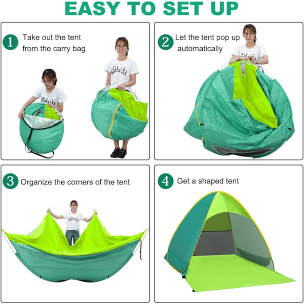 Pop-up-tält, strandcampingtält hopfällbart utomhuslätt vattentätt tält（grönt） green