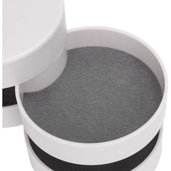 Multifunktionell rund fyrskikts smyckeskrin med lock White