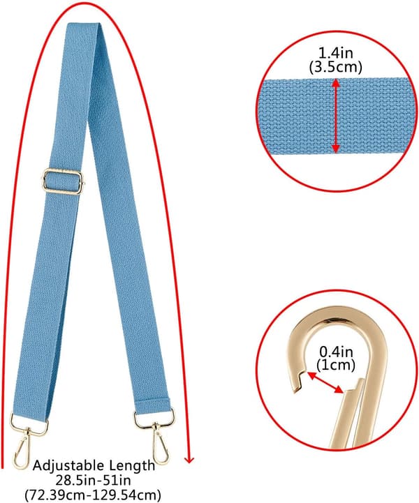 1 stk. bred skulderrem til tasker, justerbar erstatningsrem til tasker Light blue