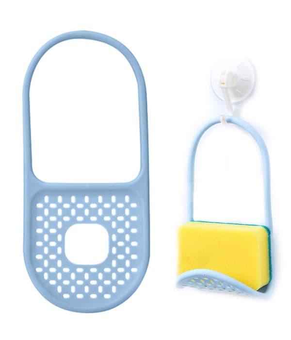 1 stk. oppvasksvampholder, såpeholder, svampholder, vaskorganisator, oppvaskstativ (blå)