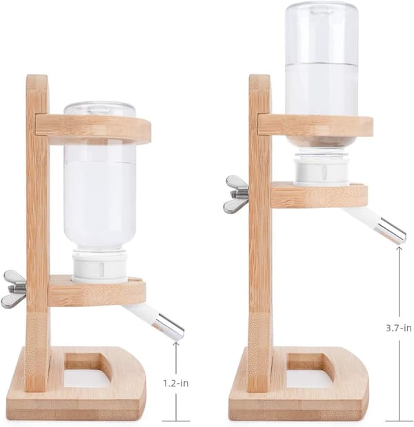 Hamster Drikkeflaskeholder i Træ, Justerbar Højde, Kæledyrsfoderautomat (Hvid) White