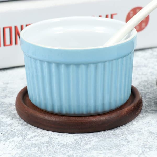 Coaster sæt, 4 kopunderlag i sort valnød, runde kopunderlag, skridsikre (8,8 cm)