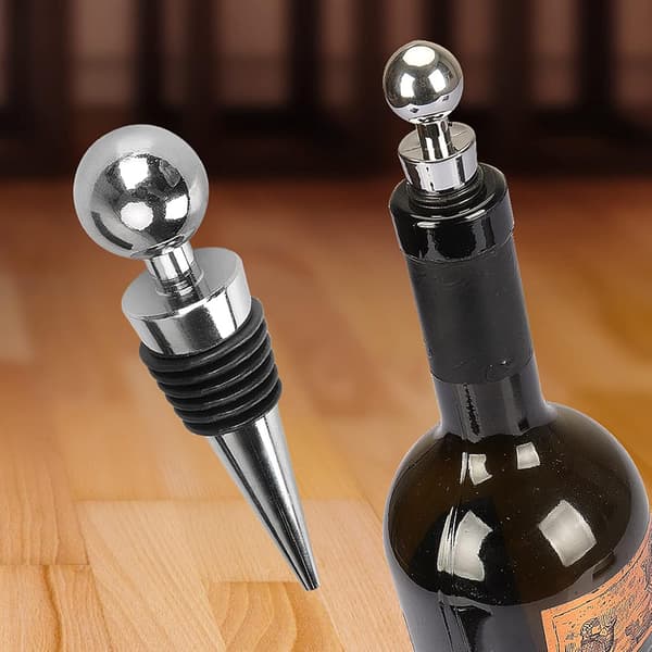 3 STK Vinflaskestopper, Sølv Rundhode Drikkeflaskestopper, for Bar Julefest