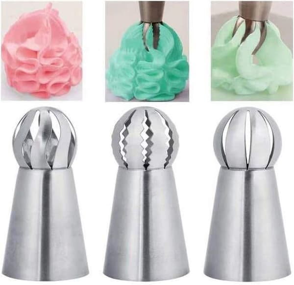 3-delt russisk sæt rustfrit stål sprøjtedyser glasurdyser til cupcakes roser