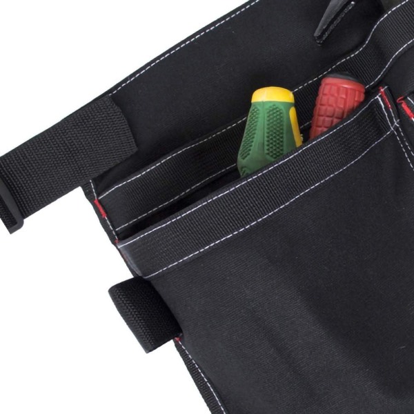 12OZ Multifunktionell Canvas Midjeväsk Verktygsfickor Väskor med Justerbart Bältesklämma - Svart