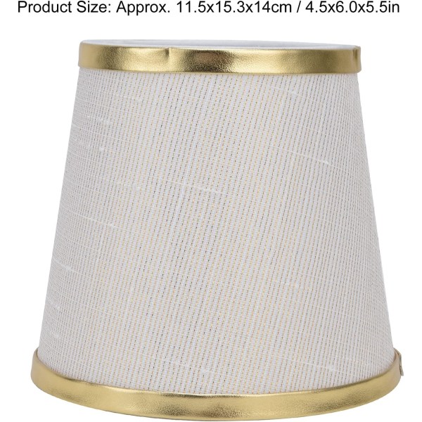Set med 2 lampskärmar i form av klocka i tyg med klämma för skruvfäste, beige, vit, guld