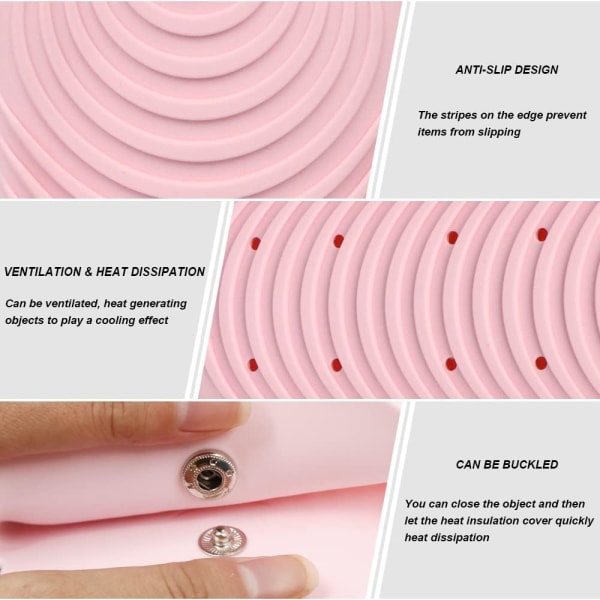 Bärbar värmebeständig silikonväska för håruträtning (rosa) Pink