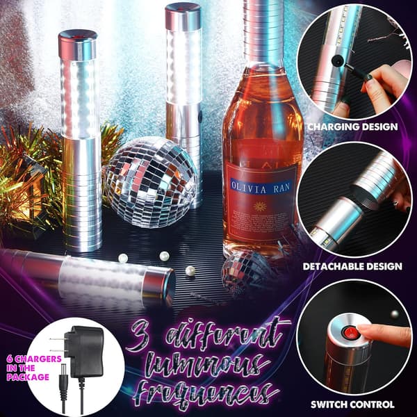 3 sett LED Strobe Baton Light Bar Oppladbare LED Flaskeservicelys Gjenbrukbar LED Champagne