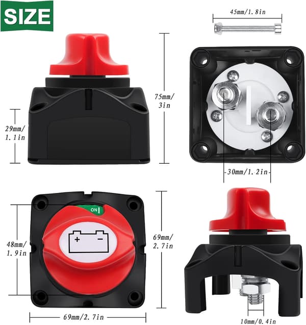Batteriisolatorafbryder 12 V 24 V 48 V Batteriafbryder, 275 A Hovedafbryder Strømafbryder