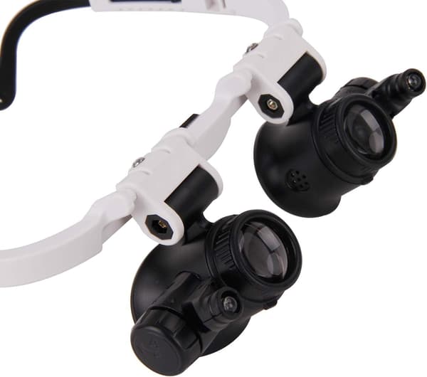 Hodefeste 2LED-lys forstørrelsesglass, håndfri, dobbeltlinse for gullsmedreparasjon