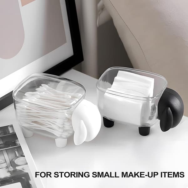 2 stk Q-tips-holderdispenser, saueformet bomullsholder, baderomsbeholdere for bomullspinner, bomullspads