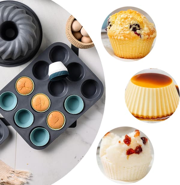 Silikone Cupcakeforme Genanvendelige Køkken Bageforme Non-stick Muffinforme Sæt