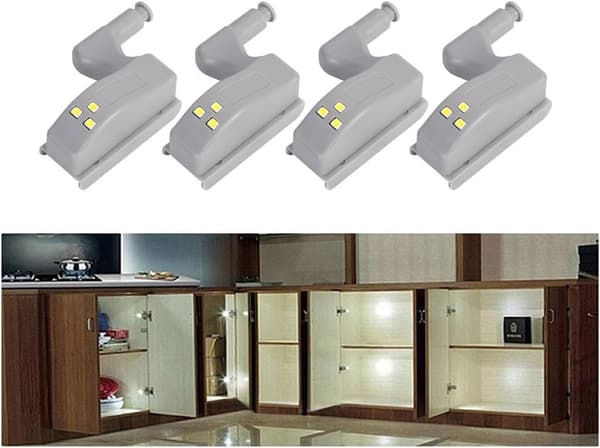 8 stk. skabshængsel LED-sensorlys, til køkkenskab, garderobe, sensor natlys - belysning (hvid) white