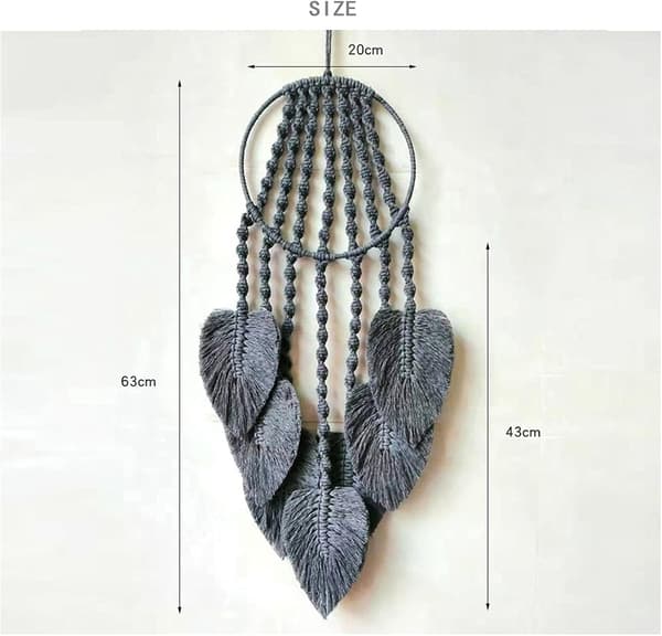 Vegghengende håndlaget drømmefanger, Boho veggdekorasjon, 20 * 63cm
