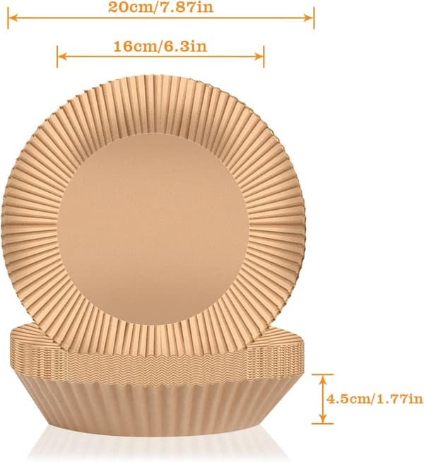 Airfryer-foder, 50 st engångsunderlägg i papper för airfryer - Rund non-stick pergamentpapper