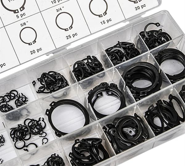 300 st Circlip-kit Externt låsringssats C-typ kolstål låsring