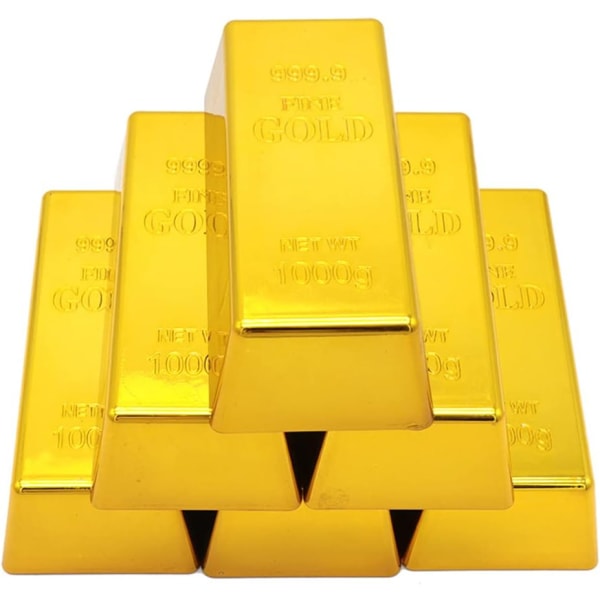 2st Fake Gold Bar Fake Golden Brick Replica Dekorationer Realistisk Gold Bar Tegel Prop Filmrekvisita Nyhet Present Skämt