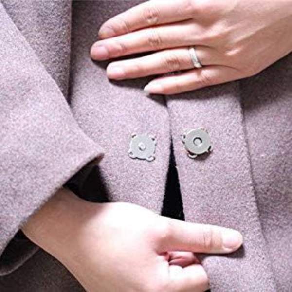 24 set magnetiska plommonlås knapplås för handväskor väskor kläder (silver, 14 mm) Silver