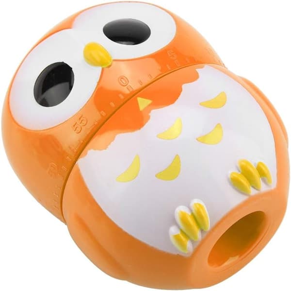 Timer, søt ugleformet timer, manuell timer for baking og matlaging - gul yellow