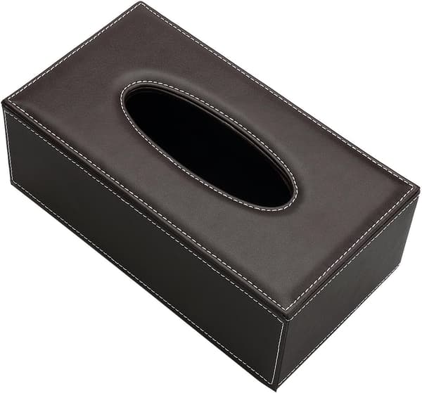 Kosmetisk tissueboks PU læder tissueboks, 25,5 x 14 x 9,5 cm (brun) brown