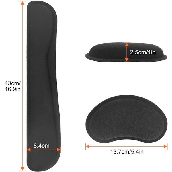Kitting tangentbord, ergonomisk musmatta med handledsstöd och minnesskum för dator och bärbar dator