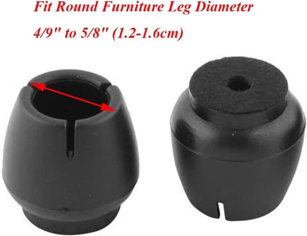 24 stk. svarte møbelputer i silikon med filtbeschyttere, passer til diameter 4/9\" til 5/8\"
